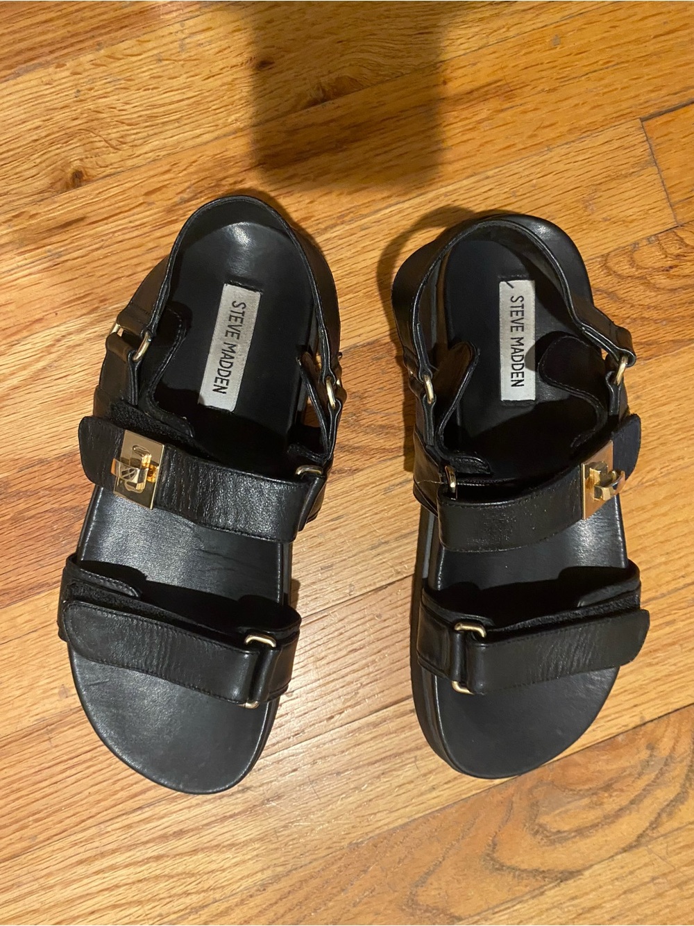 Steve Madden Mona Women’s Black Slingback Footbed Sandals Leather - Size 8